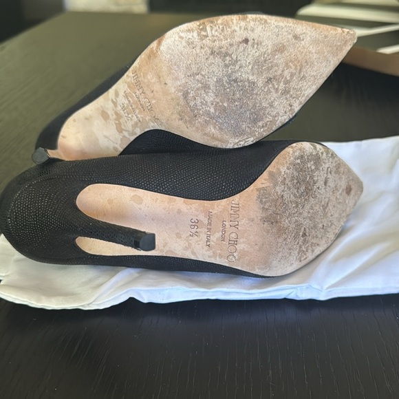 Jimmy Choo Tamika Black/Nude Textured Suede Heels. With box & dust bag. Size 6.5 - Picture 6 of 7